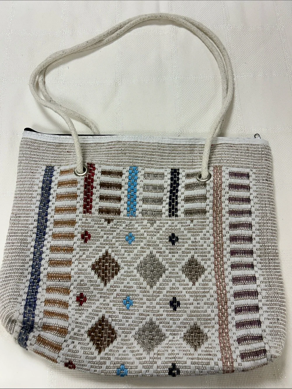 Woven Multi-Accent Tote Bag - Neutral